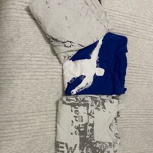 H&M Blue and Light Gray Graphic Short Sleeve Tee Set